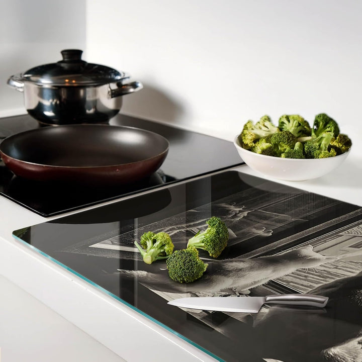 Schneidebretter Glas 80x52 cm Antibakteriell Dünn Glasplatte für die Küche Rutschfest Silikonfüsse D