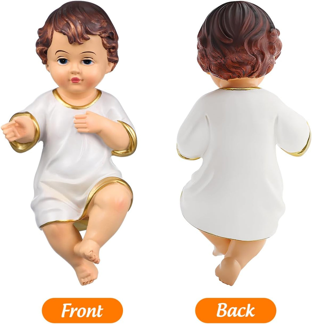 Gatuida Mini Jesuskind Krippenfigur Kunstharz Christkind Statue für Weihnachtskrippe Religiöse Dekor