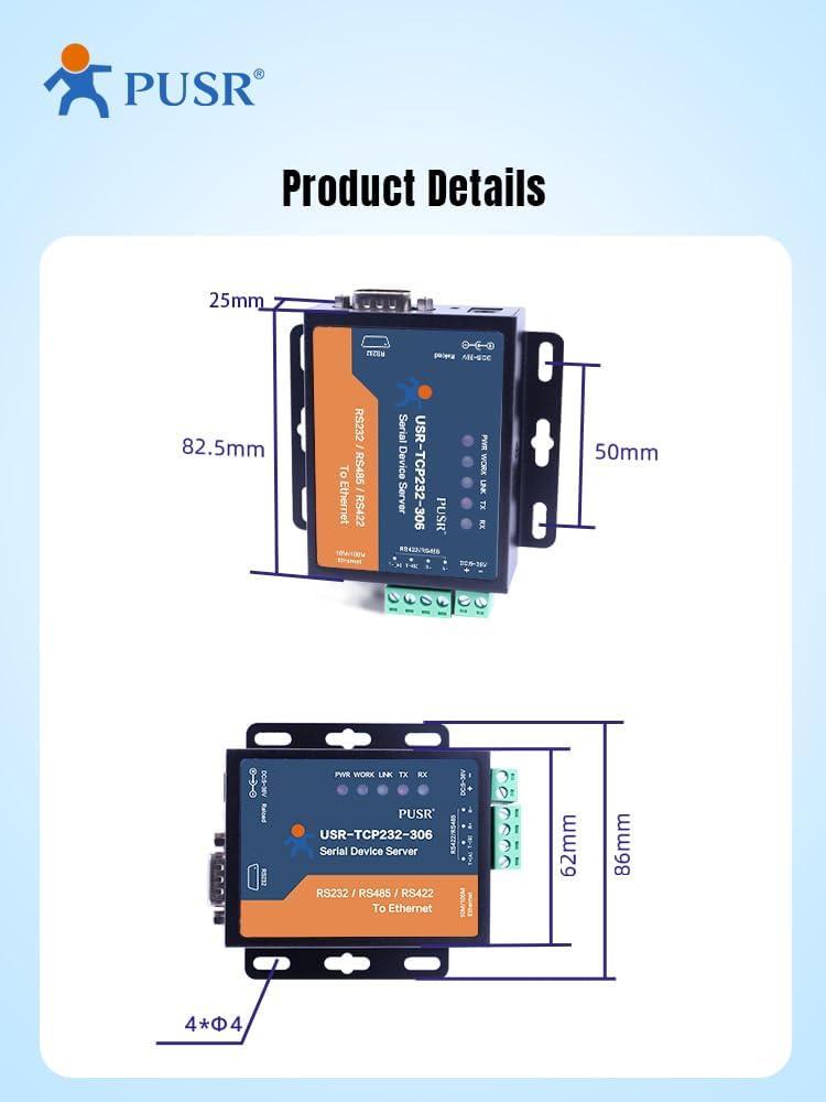 PUSR TCP232-306 RS232 RS485 RS422 zu Ethernet TCP IP Modbus Gateway Seriell Gerät Server Seriell zu