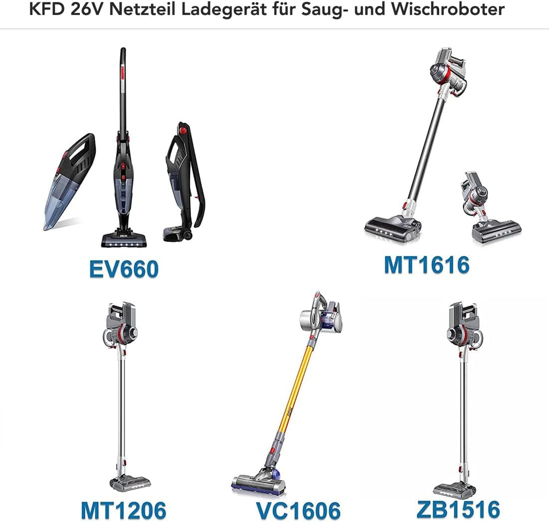 KFD 26V Netzteil Ladegerät für VYTRONIX EBCV6 NIBC22 3-in-1 Staubsauger Hoover H-Free 100 & 500 Pets