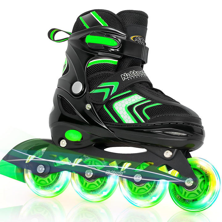 Nattork Inliner für Kinder Verstellbare Inline Skates, 4 Grössen Kinder Inline Roller Skates mit Bel