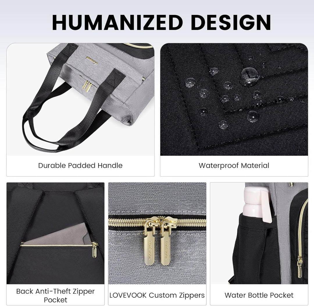LOVEVOOK Rucksack Damen Elegant 17.3 Zoll Laptop Rucksack Handtasche 2 in 1 Schulrucksack Mädchen Te