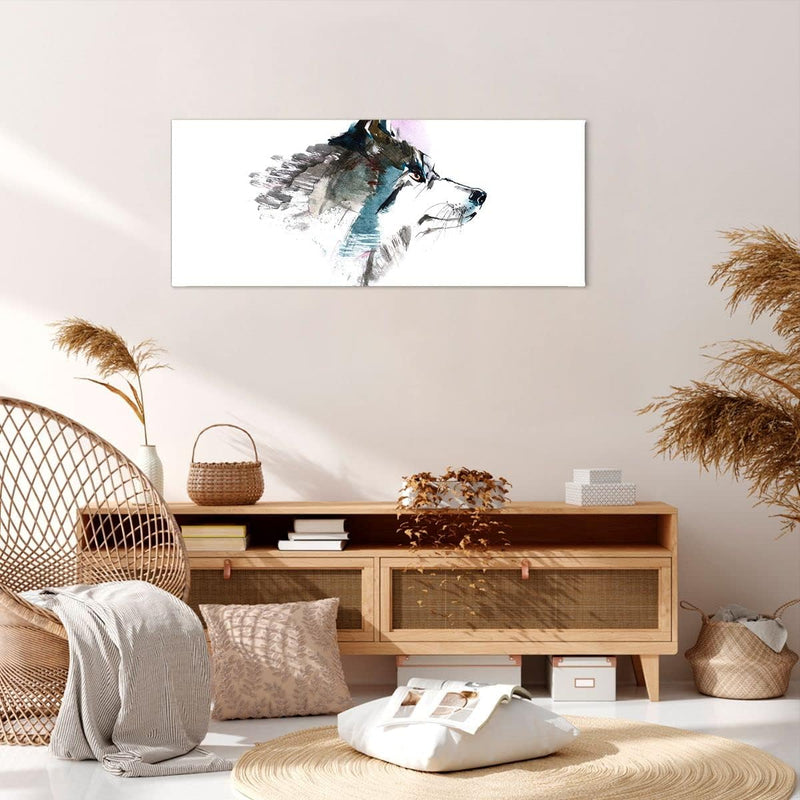 Wandbilder Dekoration Wohnzimmer Hund Illustration Fantasie Panorama Bilder auf Leinwand 120x50cm Le