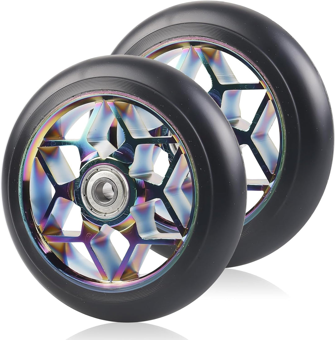 2 Stück Stunt Scooter Rollen 110 mm, Bunt Scooter Scooter Ersatzräder, 88A Rollerräder für Stunt mit