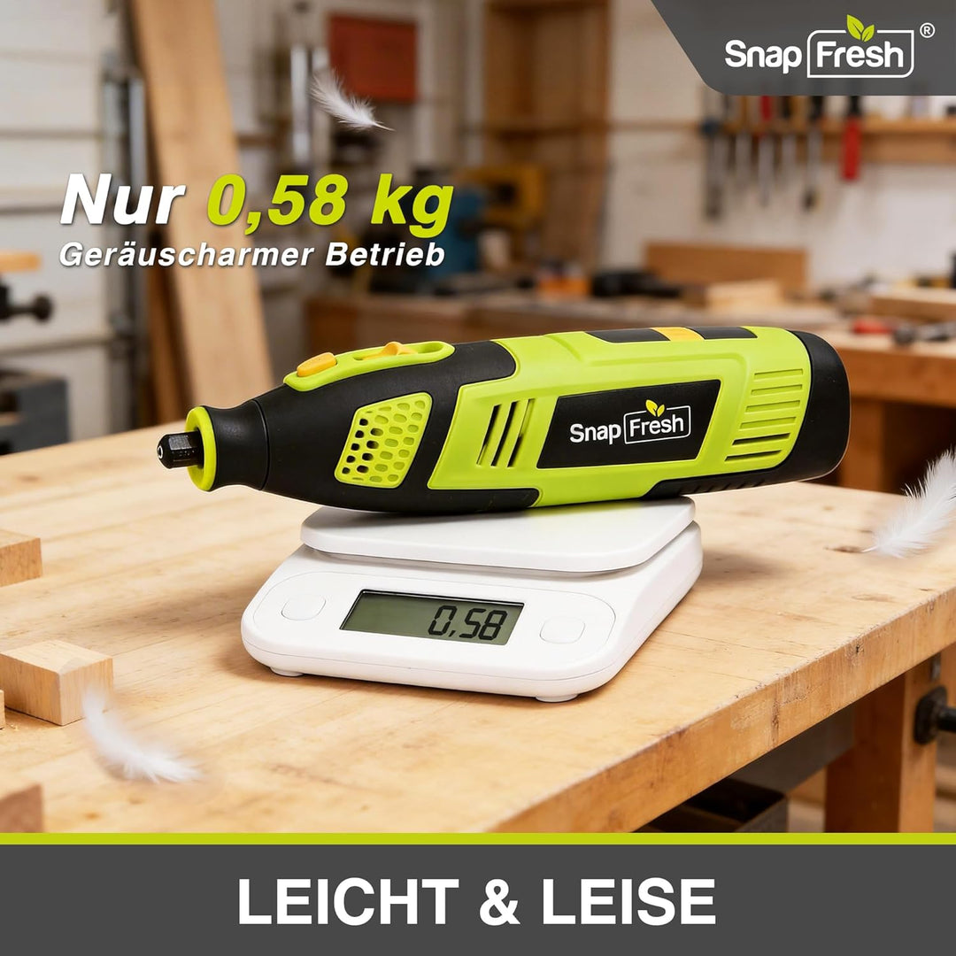SnapFresh Akku-Rotationswerkzeug 12V Set mit 111 Zubehörteilen, variable Drehzahl 5.000–32.000 U/min