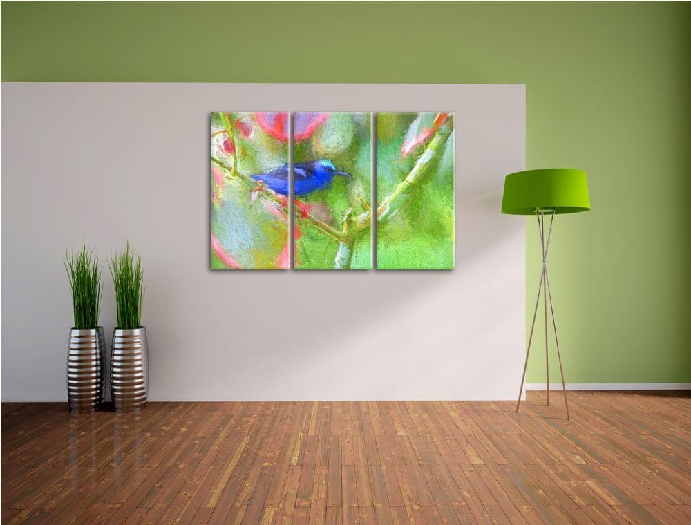 kleiner Türkisnaschvogel auf Ast NewArt 3-Teiler Leinwandbild 120x80 Bild auf Leinwand, XXL riesige
