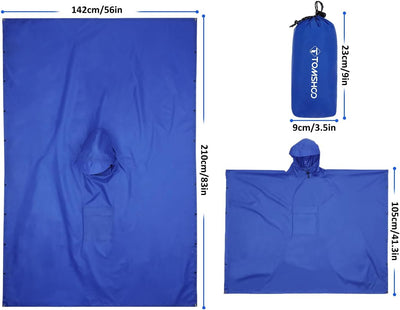 TOMSHOO Regenjacken Regenponcho Regenmantel Wasserdicht Unisex Camping Zelt Campingdecke Tarp Zeltpl