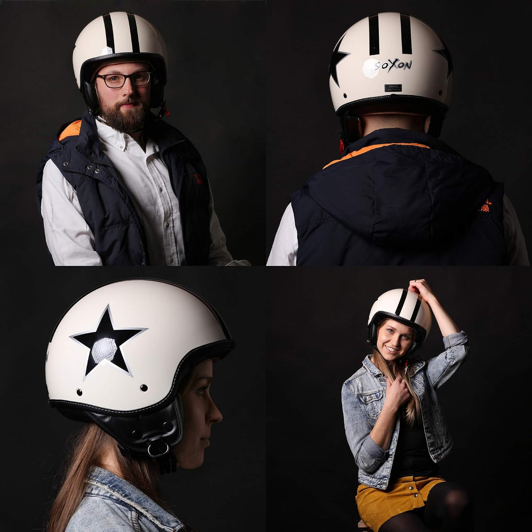 Soxon® SP-301 Star „Green“ · Jet-Helm · Motorrad-Helm Roller-Helm Scooter-Helm Moped Mofa-Helm Chopp
