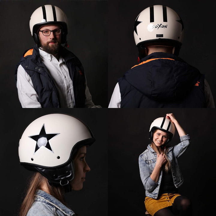 Soxon® SP-301 Star „Green“ · Jet-Helm · Motorrad-Helm Roller-Helm Scooter-Helm Moped Mofa-Helm Chopp