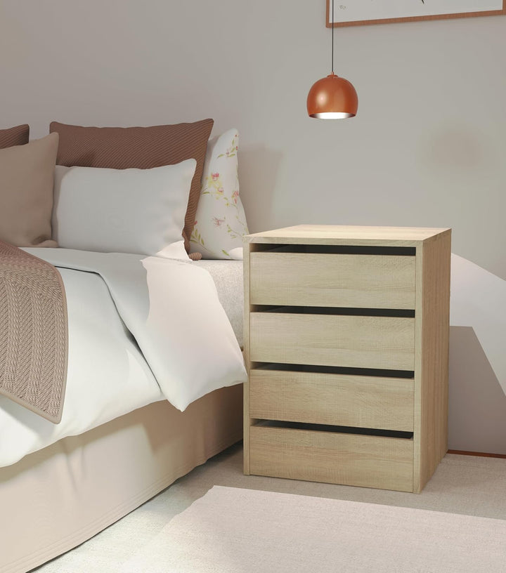 Muebles Pitarch | Kommode 4 Schubladen, Cambrian Eiche, 63,5x46x45 cm (Höhe x Breite x Tiefe), Kolle