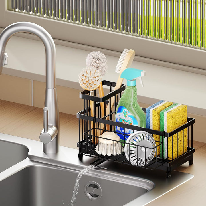 SWTYMIKI Spülbecken Organizer Spülmittel Organizer - Grosser Spüle Organizer mit 360° Automatischer