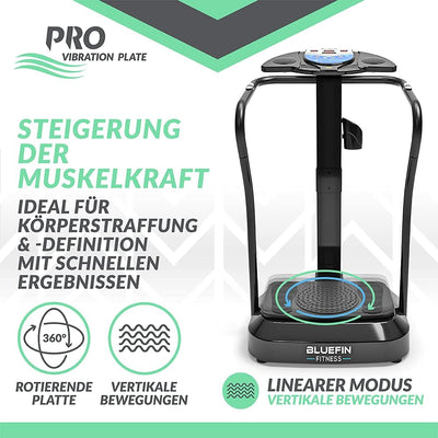 Bluefin Fitness Vibrationsplatte Pro Modell | Verbessertes Design mit Leisen Motoren und Eingebauten