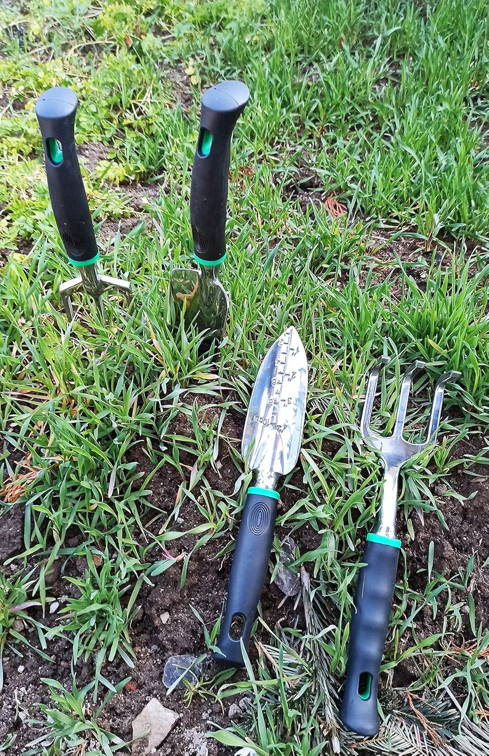 Gartenwerkzeug Pflanzset Gartengeräte Set aus Edelstahl Handrechen Handkelle Pfanzkelle Gartenhacke
