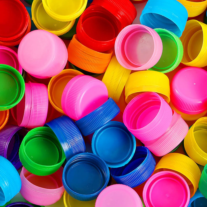 100 Stück Bunt Flaschenverschluss Plastik Flaschendeckel, DIY Flasche Abdeckung, 3 cm, dekorative DI