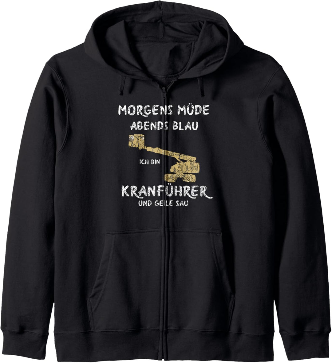 Kranfahrer Kran Morgens Müde Abends Blau Kranführer Kapuzenjacke