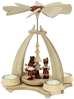 Tisch-Pyramide aus Buchenholz mit 3 Bergleuten, ca. 24 cm, Bergleute