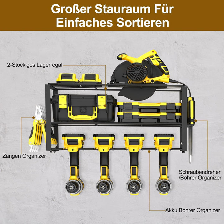 smusei Werkzeugspeicher Wandhalterung, 3 Ebenen Metall Werkzeughalter Werkstatt Organizer, Professio