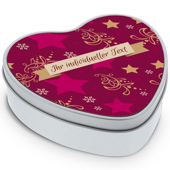 STEMPEL-FABRIK Geschenkdose in Herzform mit Aufdruck - Design Sterne - Keksdose - Plätzchendose - Me