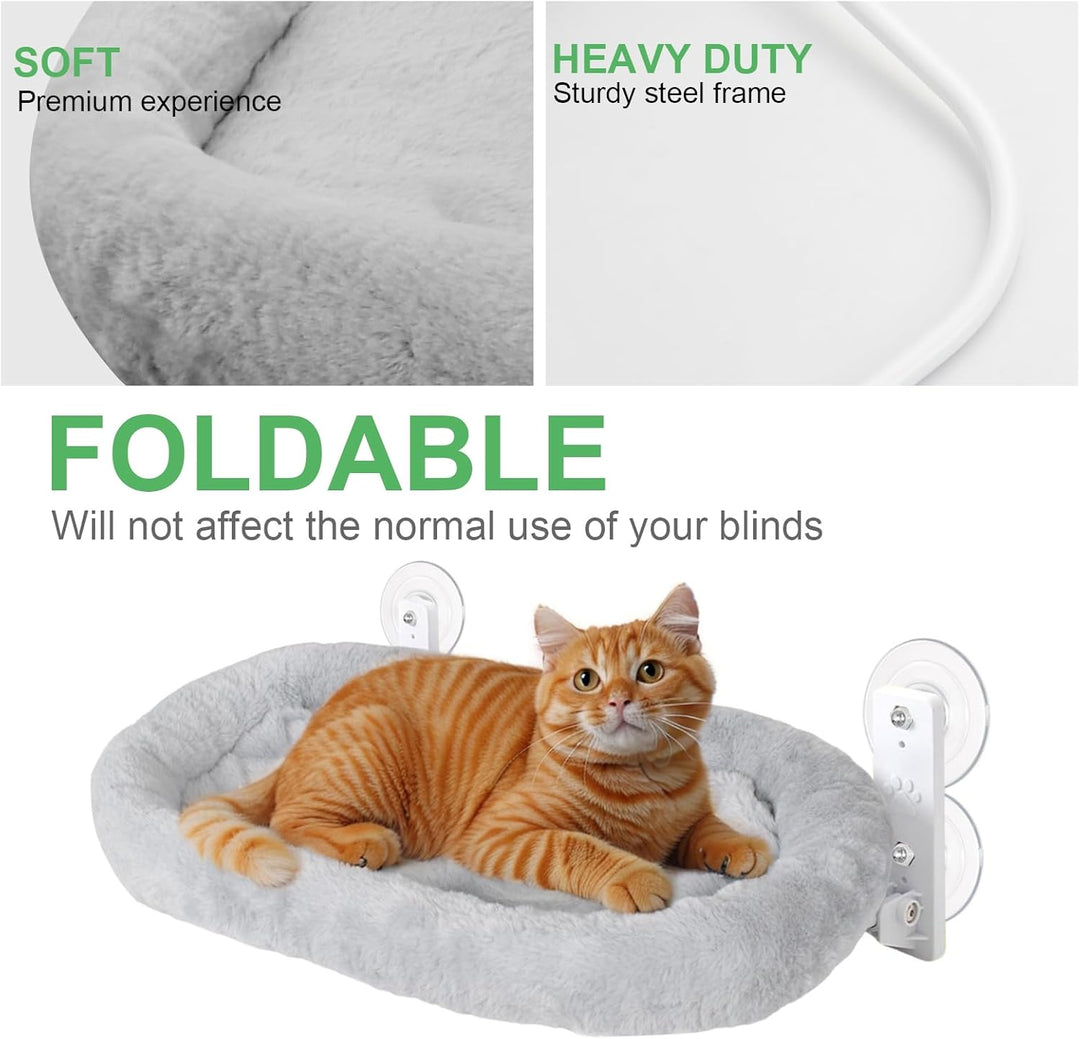 Dokeno Fensterliege für Katzen Bequeme Fenster Hängematte, Katzenbett Fensterbankliege mit stabilen