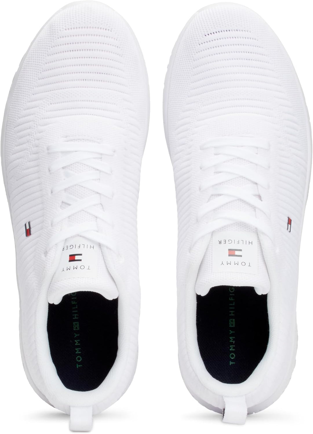 Tommy Hilfiger Herren Runner Sneaker Corporate Knit Rib Runner Sportschuhe 42 EU Weiss, 42 EU Weiss