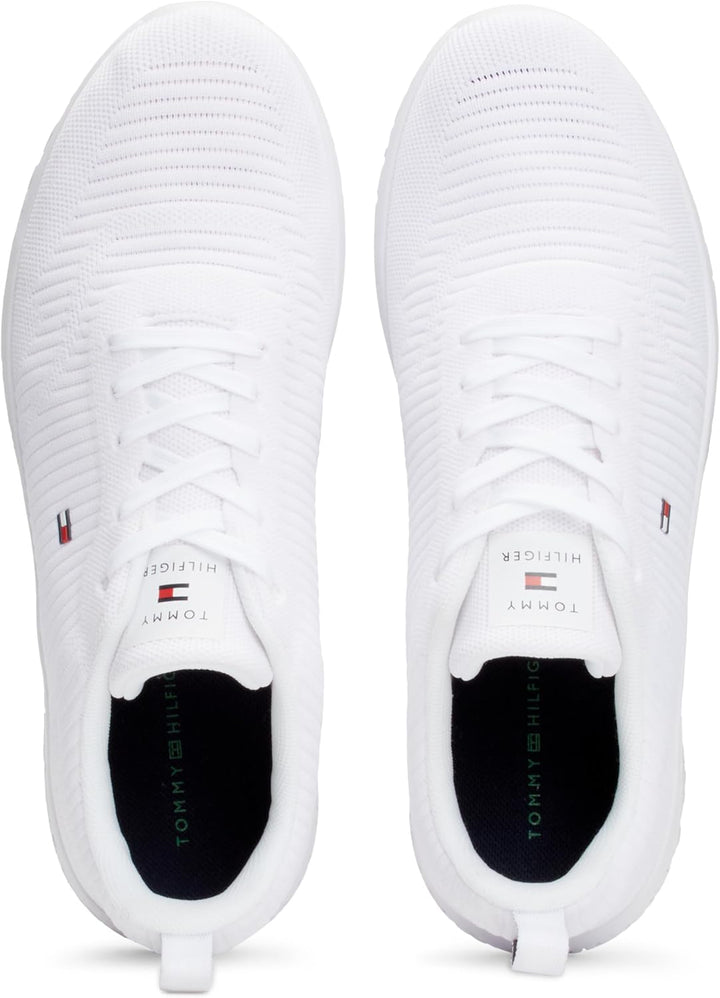 Tommy Hilfiger Herren Runner Sneaker Corporate Knit Rib Runner Sportschuhe 42 EU Weiss, 42 EU Weiss