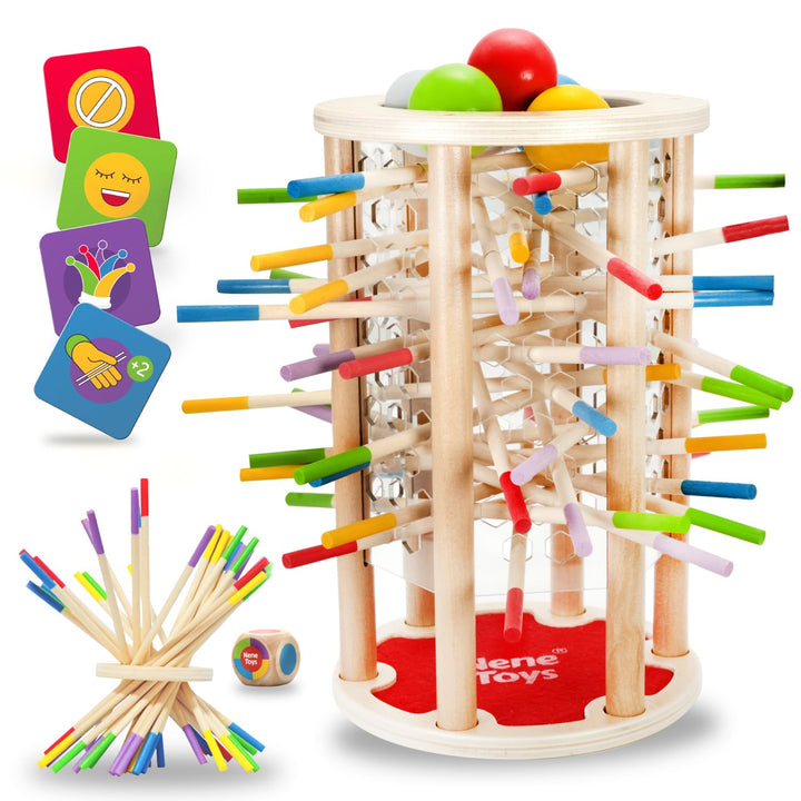 Nene Toys BALLFALL, Montessori Spielzeug ab 3 Jahren - Pädagogisches Brettspiel mit bunten Stäben, W