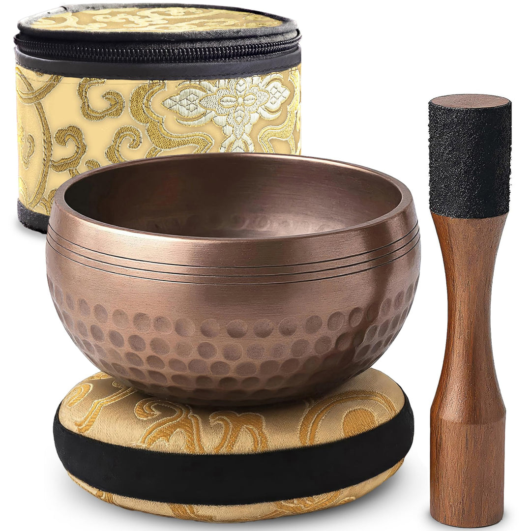 Tibetisches Klangschalen-Set - Authentische handgestimmte Klangschale für Meditation - Komplettes Me