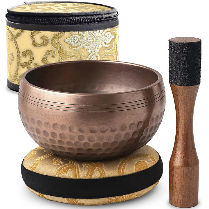 Tibetisches Klangschalen-Set - Authentische handgestimmte Klangschale für Meditation - Komplettes Me