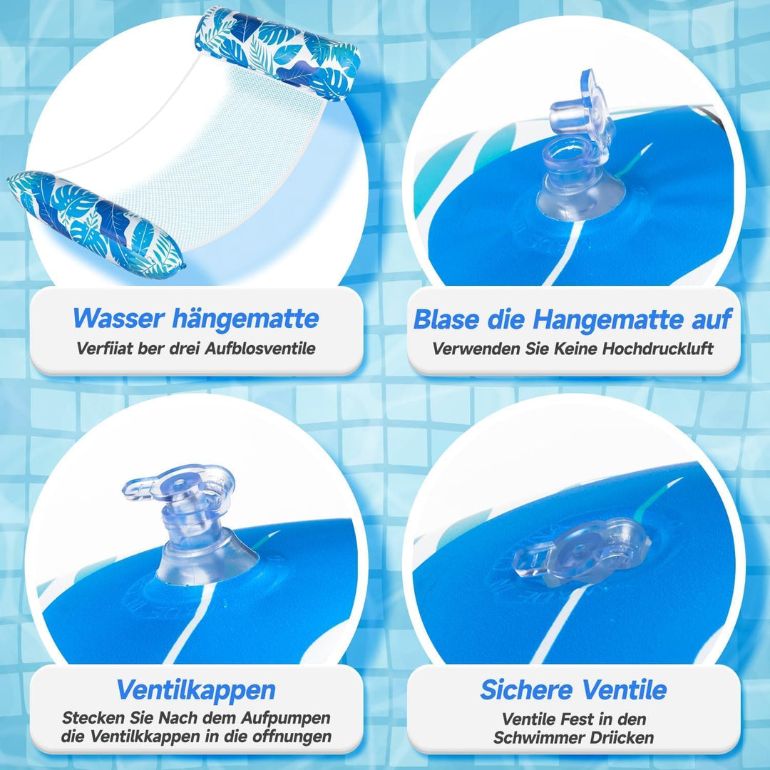Luftmatratze Pool, 2Stück XL Pool Spielzeug Luftmatratze Wasser, Pool Zubehör Wasserhängematte, 4 IN