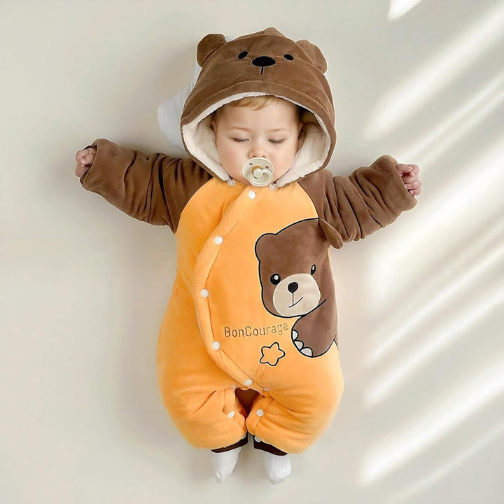 Minizone Baby Overall Mit Kapuze Footies Winter Strampler Schneeanzüge Karikatur Jumpsuit Mädchen Ju