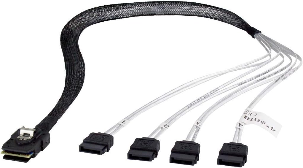FANTEC SRC-Mini SAS zu 4X SATA Kabel (SAS SFF8087 zu 4X SATA, 6Gbits/s pro Anschluss, für Servergehä