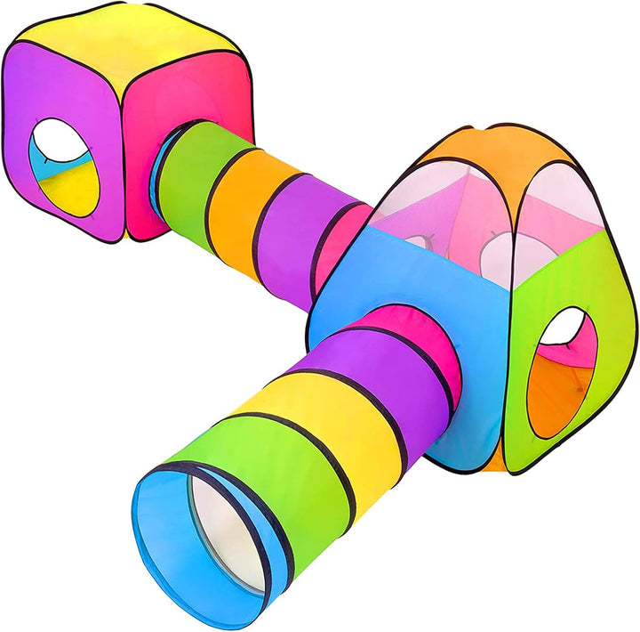 Grafner 4in1 Spielzelt mit Tunnel, XXL mit 2X Krabbeltunnel 1x Würfel 1x Iglu, Pop Up Zelt für drinn