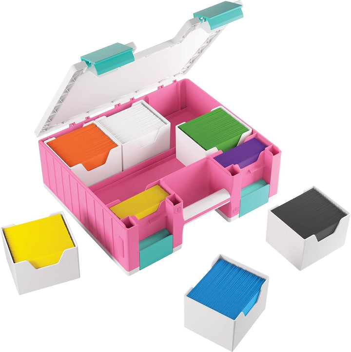 Gamegenic, Game Castle Pink/White/Teal, Aufbewahrungstasche für Karten und Spielzubehör mit optional