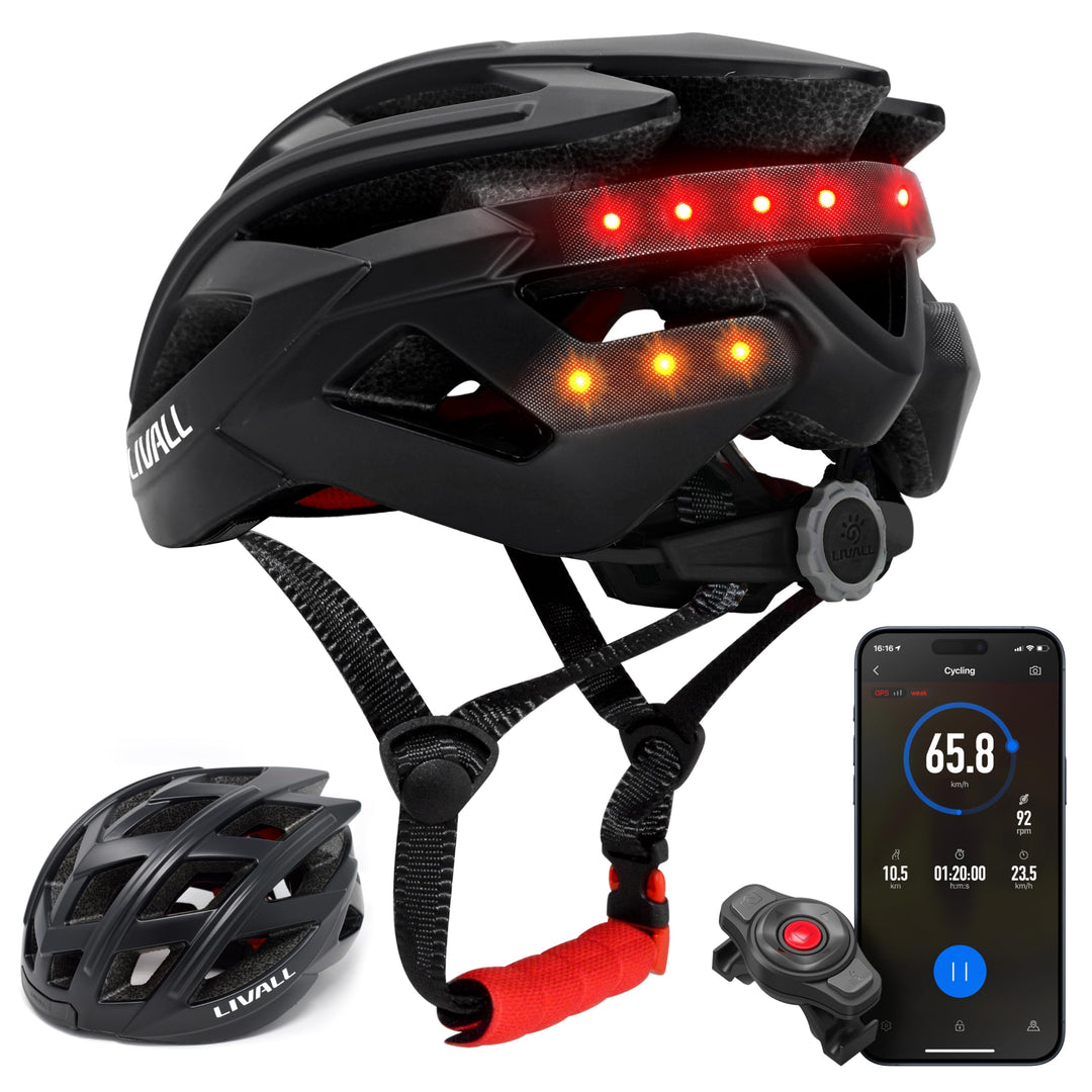 Livall BH60SEPLUS 2018 Smart-Bike-Bluetooth-Helm mit kabelloser Lenkerfernbedienung, Schwarz