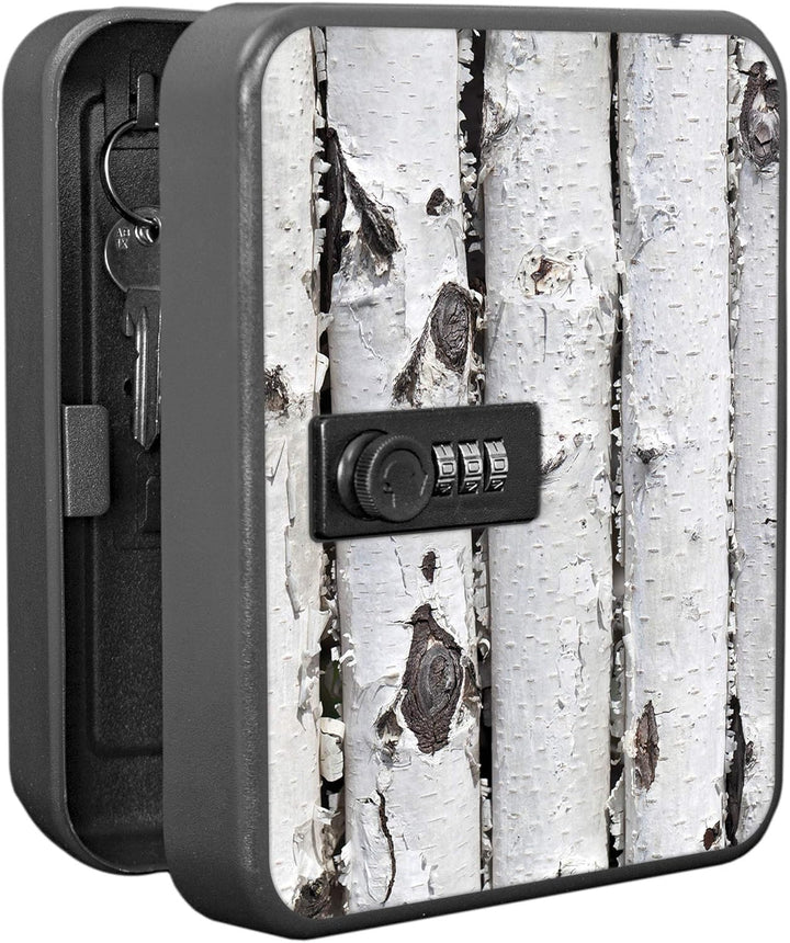 banjado® Burg-Wächter® abschliessbarer Schlüsselkasten mit Motiv Birkenrinde für 20 Schlüssel - Schl