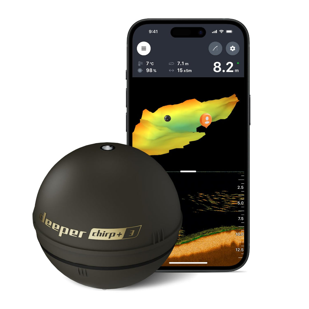 Deeper CHIRP+ 3 Castable Sonar – GPS-Sonar Für Boot, Ufer Und Eis, Reichweite 120 M, Tiefe 100 M, 15 Std. Akku, Mit 3D-Karten-App Deeper CHIRP+ 3 Castable Sonar – GPS-Sonar Für Boot, Ufer Und Eis, Reichweite 120 M, Tiefe 100 M, 15 Std. Akku, Mit 3D-Karten-App