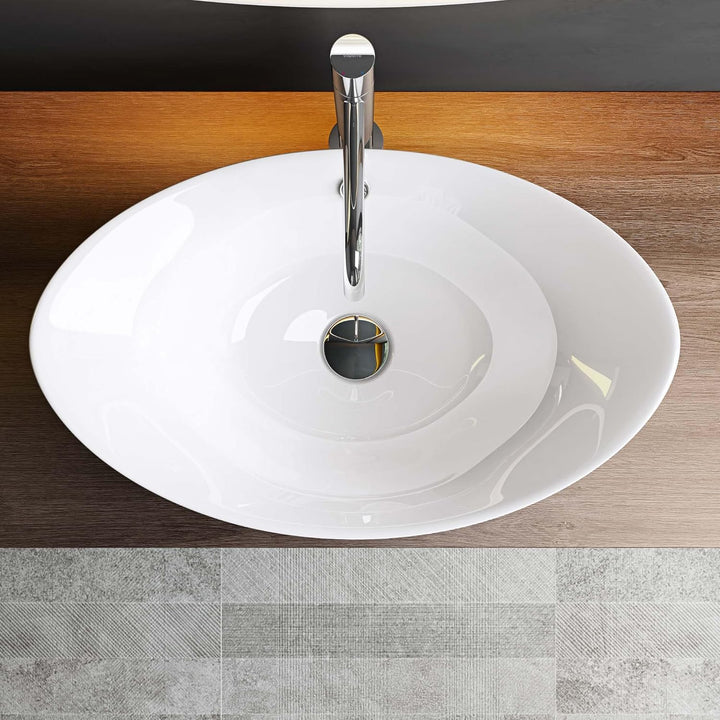 Mai & Mai Aufsatzwaschbecken Oval aus Keramik 59x38 cm Waschschale Waschtisch mit Nano-Beschichtung