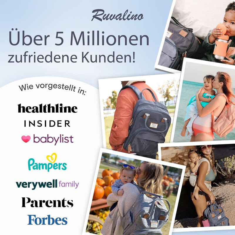 RUVALINO Wickeltasche Rucksack Grosser Wickelrucksack mit multifunktionalen Babytaschen und mobiler