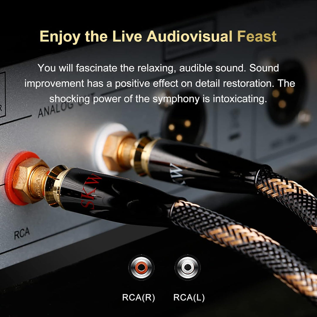 SKW Upgrad Audiophiles Cinch Audio Kabel, 2RCA Stecker zu 2RCA Stecker HiFi System Converter Adapter