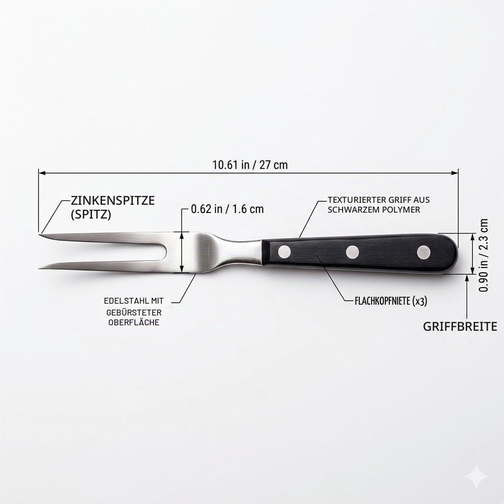 2 Stücke Fleischgabel mit Griff - Edelstahl Länge 16.5cm, Gesamtlänge 29cm Tranchiergabel Grillgabel