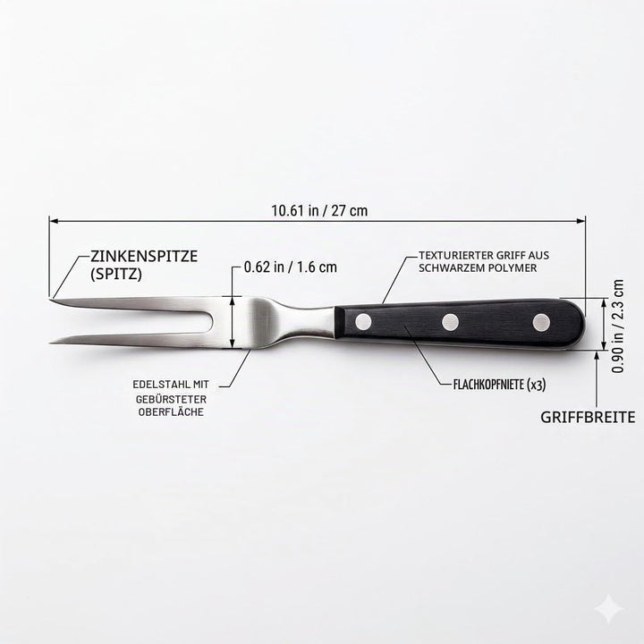 2 Stücke Fleischgabel mit Griff - Edelstahl Länge 16.5cm, Gesamtlänge 29cm Tranchiergabel Grillgabel