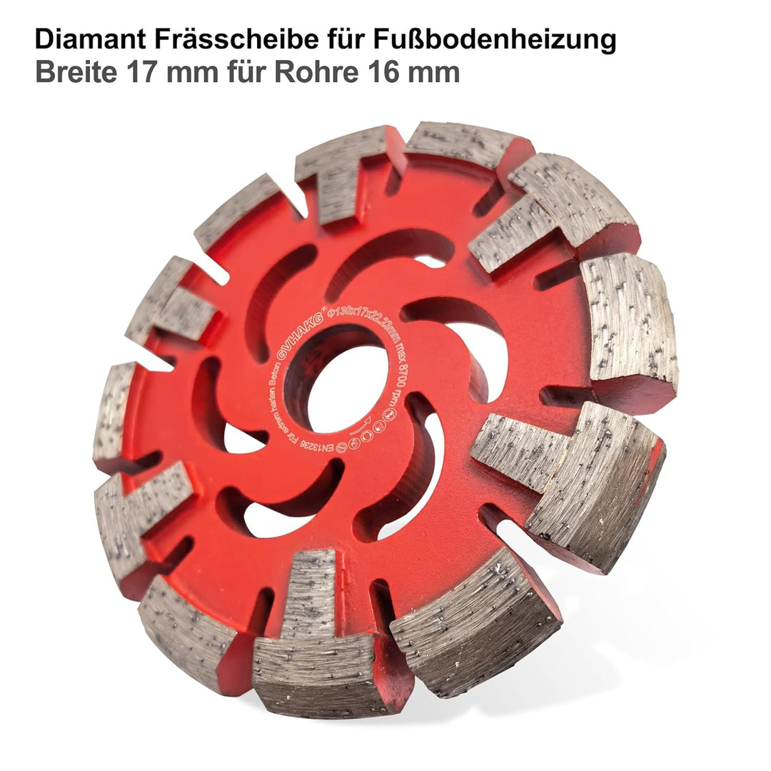 GVHAKG Diamant Frässcheibe 130mm, 17 mm Räumscheibe für Fussbodenheizung Sehr Harten Estrich, Sehr H
