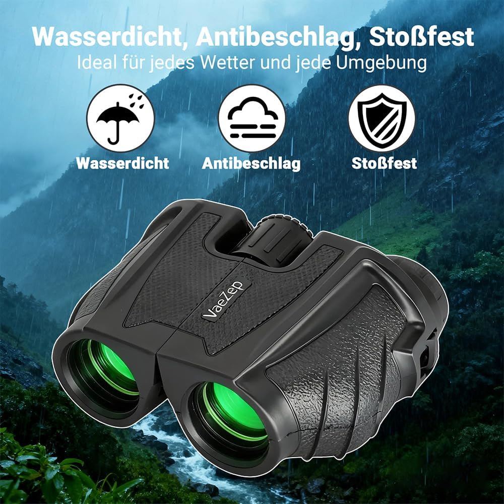 Premium 12x25 Fernglas – Kompakt, wasserdicht & Mehrfachbeschichtete Optik für Erwachsene & Kinder |