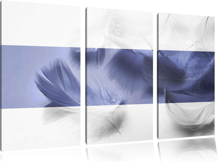 Weisse Federn schwarz/weiss 3-Teiler Leinwandbild 120x80 Bild auf Leinwand, XXL riesige Bilder ferti