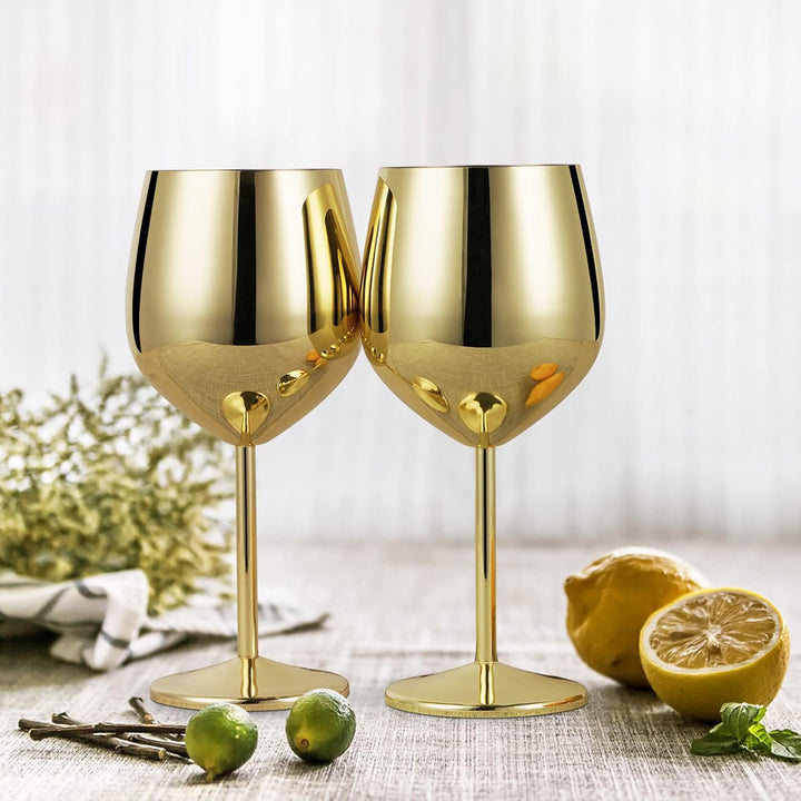 Livole Rotweingläser Set, 18Oz 550ml Weingläser aus Edelstahl, Champagner Gläser, Pokale Gross Bauch