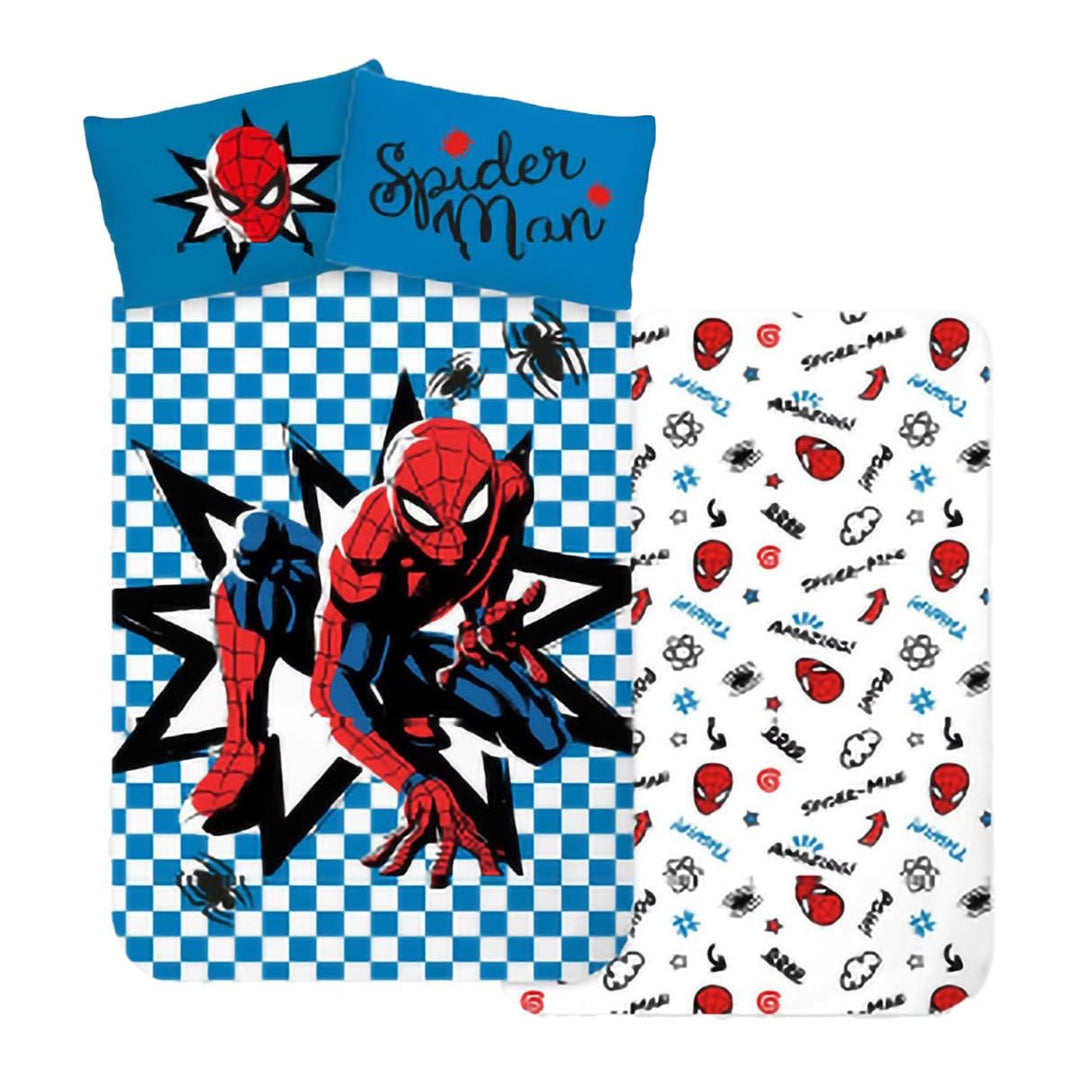 Spiderman Bettwäsche-Set für Kinderbett | Bettbezug 100x135 cm + Kissenbezug 40x60 cm, 100% Baumwoll