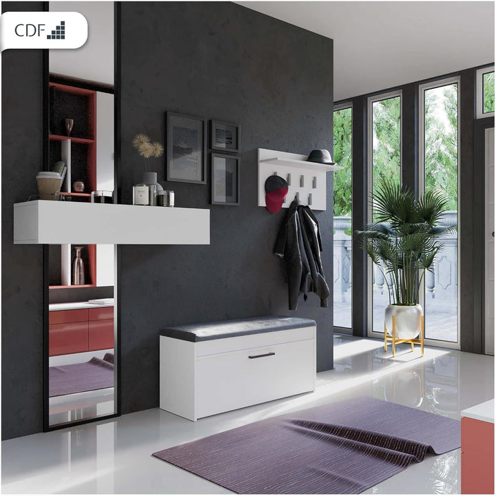 CDF Schuhschrank Parma | Farbe: Weiss | Ideal für Diele, Flur, Büro | Schuhaufbewahrung | Bequemer S