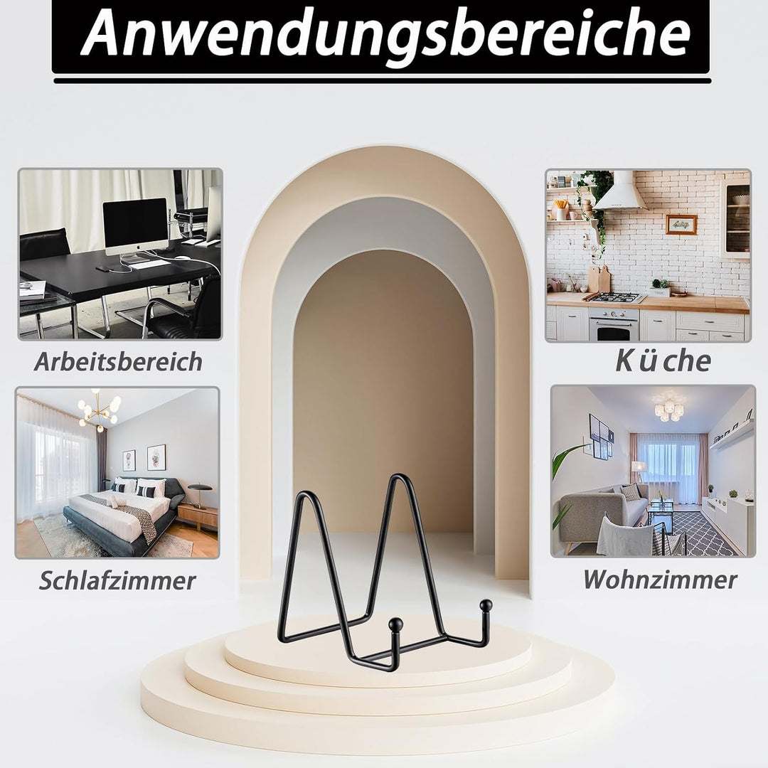 Tellerständer aus stabilem Metall, 25,4 cm, Schwarz, 2 Stück | Für Dekoteller, Bücher, Fotos und Pla