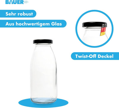 Flaschenbauer - 24 Leere Glasflaschen 250 ml mit Schraubverschluss TO43, 0,25 l in Schwarz – Zum Sel