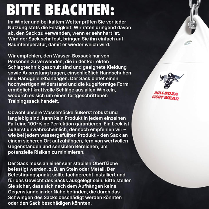 Bull Doza Weisser Wasser-Boxsack – Wassergefüllter Box-Trainingssack – Langlebig (Small/Medium/Large